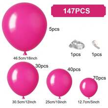 147 Pieces (1 Set) Of Rose Red Party Decoration Balloons Of Different Sizes, Balloon Garland Arch Set, Unique Exploding Star Shaped Balloons, DIY Balloon Tree, Balloon Arch, Birthday, Wedding, Valentine's Day, Holiday Party Decoration, Christmas And New Year Decoration, Wedding Balloon Bouquet, Balloon Set - Multicolor - View 2