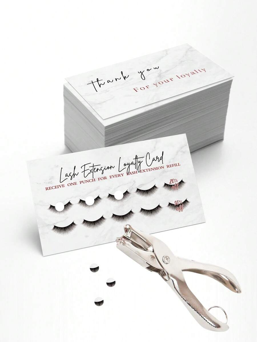 50张推荐奖励卡，双面积分卡，适用于美睫工作室等商业场所。 - 彩色 - 查看 1