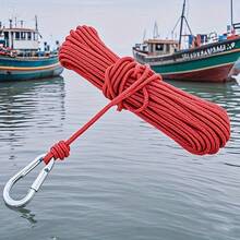 10m/393.7in High-Quality Red Fishing Line, 4mm Thick, Polyester, With Carabiner, Suitable For Boat Owners And Fishermen, High Strength For Boating And Fishing, Ideal For Outdoor Boats And Fixed Equipment, Multi-Purpose Boat Line | Vibrant Red Line | High-Quality Rope, Portable Boat Line, Universal Boat Line, Versatile For Boating And Fishing