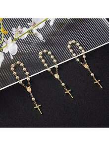Baptism Rosary Acrylic Rosary Beads Ivory Color Mini Finger Rosaries Gold Plated Faux Pearls For Baptism Christening Communion Weddings Party Favors Bridesmaids Gifts Wedding Accessories Bridesmaids Gifts Bridesmaids Proposal Gifts Party Supplies Wedding Favors For Guests Wedding Favors For Guests Wedding Decorations Bachelorette Party Favor Bridal Shower Gifts Baptism Favors