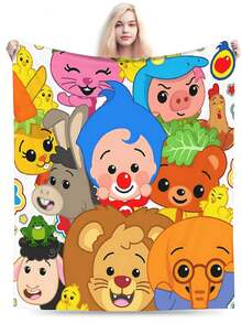 Plim Plim Anime Flannel Blanket For Girls Boys Anime Gifts Throw Blanket Cozy Plush Flannel Fleece Print Blankets Double-Layer Blanket Lightweight Fuzzy For Bed Decor - màu đen - Xem 2