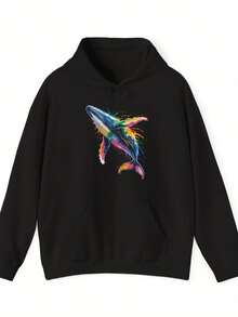 Colorful Whale Whales Cute Ocean Mammals Hoodie For  Wo,Autumn/Winter Hoodie Autumn Set - Style 4 - View 1