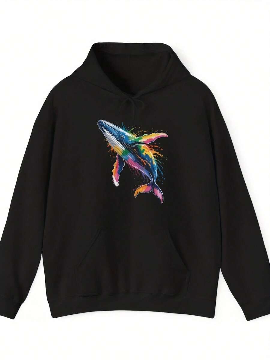 Colorful Whale Whales Cute Ocean Mammals Hoodie For Wo,Autumn/Winter Hoodie Autumn Set - Style 4 - View 1