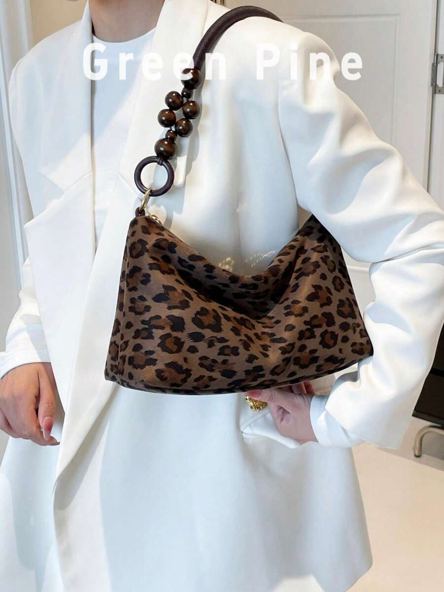 Sac de téléphone imprimé léopard , nouveau sac pour femme de vache mat, sac bandoulière polyvalent rétro haut de gamme en véritab - Café - Voir 1
