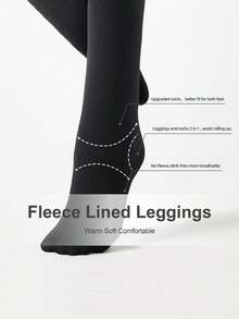 女士保暖加厚打底裤，弹性加厚羊毛内衬保暖裤，柔软弹力冬季打底裤 - 彩色 - 查看 7