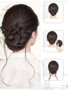 Synthetic Wig With Hair Clips, Naturally Voluminous Curly Hair, Low Bun, Suitable For Women's Everyday Wear And Parties - Multicolor - View 9