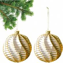 Tree Decorations 2 Pieces Lightweight Pendant Supplies 8cm Balls Tree Ornaments Indoor Outdoor Party Home Family Friends Wall Window Holiday Decor Fun Festive Accessories - Dorado - Ver 10