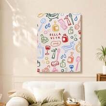 Póster con impresión colorida de "Bella Vita" enmarcado en lienzo, arte de pared, póster para decoración estética de habitación, dormitorio, sala de estar y oficina - Enmarcado - Ver 4