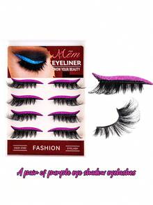 4 pares de delineador de ojos con purpurina autoadhesivo y set de pestañas postizas - resistente al agua, sin necesidad de pegamento, adecuado para maquillaje de fiesta y escenario. Adecuado para viajes, uso diario para principiantes, bodas, citas, fiestas, festivales. Muy adecuado para regalos de Navidad/Halloween. Paquetes de pestañas. - Multicolor - Ver 11