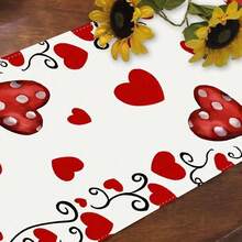 1 Piece Valentine's Day Heart Table Runner, Wrapped Love Branches Design, Durable Home Kitchen Essentials, Perfect For Dining Table, Indoor/Outdoor Party Decorations. - Nhiều màu - Xem 3
