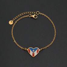 1 قطعة 18 سم قناع ضفدع بشكل قلب علم بورتوريكو، أساور للنساء والفتيات بألوان علم بورتوريكو الأحمر والأسود، مجوهرات من الفولاذ المقاوم للصدأ - متعدد الألوان - مشاهدة 6