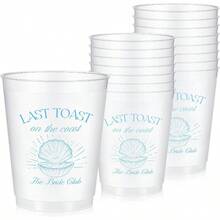D16 Bachelorette Party Cups Last Toast On The Coast Clear Frosted Plastic Cute Bach Party Drinkware Reusable Cups Plies Bridal Shower Favors Engagement Decorations Gift 16oz Blue Shell - 藍殼 - 查看 1