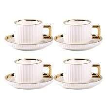 Ceramic Teacup And Saucer Set, European-Style Gold Rim Drinkware For Coffee, Tea, Party, Home, Garden, Restaurant, Suitable For Summer And Winter Back To School