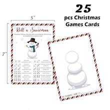 Roll A Snowman Game Christmas Party Games Christmas Dice Game Christmas Party Supplies For Christmas Activities And Family Party Games Winter Activity 25 Game Cards-1 - As Pic - View 3