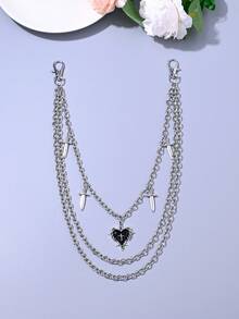 1pc Punk Style Skeleton, Snake Sword, Star, Planet Charm Multi-Layer Chain Pants Chain, Fashion Waist Chain Decoration, Unisex, Suitable For Halloween, Music Festivals - F Style - View 3