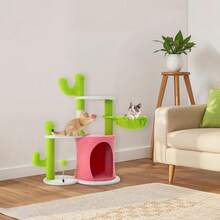 YITAHOME Tall Cat Tree Tower With Self-Grooming Brush, 60in Cute Cat Climbing Tower For Indoor Cats With Cat Condo, Top Perch, Basktet, Sisal Scratching Posts And Board, Dangling,Ball(Light Cactus 36 In Height) - Nhiều màu - Xem 3