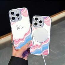 CLEAR  CASE Abstract Wavy Stripes With The Word FlowerCompatible With  11 To  17 Models The Cases Lens Protection Function Ensures The Camera Remains Undamaged During Shooting  Guaranteeing Image Quality - Clear - View 2