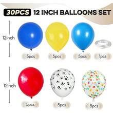 Balloons, 12 Inch Circus Balloons Red Yellow Blue And White Paw Print Puppy Balloons Colorful Confetti Latex Balloon Dog Themed Birthday Party Decorations - Đỏ Vàng Xanh - Xem 2
