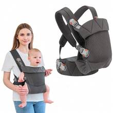 Newborn Carrier, Baby Carrier Newborn To Toddler, Ergonomic Baby Sling With Head Support - 深灰色 - 查看 1