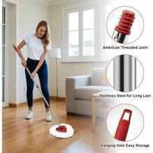 Mop Handle Replacement4 Section Compatible With O-Cedar Spin Mop Refills And Brooms O Cedar Mop Stick For Floor Clean 30" To 58" - RedMopHandle - Xem 8