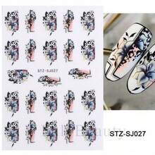 1PC 3D Self-Adhesive Nail Sticker - Floral Charm Paired With Leopard Print, Semi-Gloss Plastic Nail Decal, Nail Supplies, Disposable. - 黑刷(1個) - 查看 6