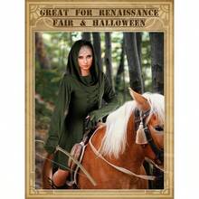5 Pcs Women Renaissance Costume Medieval Irish Fairy Costume Masquerade Halloween Cosplay - 綠色+大號 - 查看 5