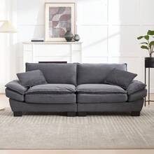 A Modern And Simple Double Sofa With A Feather Bed That Has Enough Cushioning, Cozy Yet Spacious In The Living Room/Bedroom/Office, Light Grey. - Dark Gray + Velvet + 2 Seat + Foam - View 11