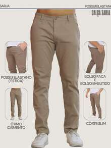 Men's Twill Pants Kit Men's Pants With Lycra Elastane - 黑色 - 卡其色 - View 3