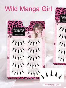 MENGJIESHANGPIN 自然浓密假睫毛，日式可爱恶魔睫毛，卷翘卡通造型及轻盈欧美全条假睫毛 - 尖尾漫畫款 - 查看 4