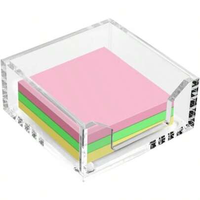 Clear Acrylic Sticky Notepad Storage Box Acrylic Sticky Note Dispenser For Office Desk Accessories Transparent One Size