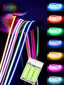 Acosh Neon 多色COB LED灯带 - 电池供电，带开关，室内/室外均可使用，多种颜色可选，适用于派对、阳台、餐厅装饰，也适用于圣诞节及其他场合。 - 多色 - 查看 1