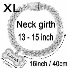 1pc Customized Luxury Rhinestone Dog Cuban Link Collar, 1.3cm Wide Hiphop Pet Necklace, Suitable For Small/Medium/Large Dogs, Pet Accessories & Gift, Can Engrave Pet Name, Phone Number, Anti-Lost Ornamental,Engraved Stylish,Fashion,Colorful,Vintage,Cute,Contracted,Cuties Custom,Unique,Customized,Personalized Pet For Anniversaries,For Birthdays,Pet Supplies,2025 Halloween Accessories,Fall Décor