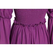 Vestido de disfraz medieval y renacentista, vestidos de época victoriana y regencia para mujeres - Pequeño-Mediano + Color Ciruela - Ver 5