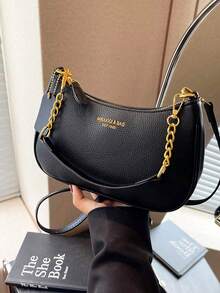 『US-Based Shipping』1pc Solid Color PU Leather Shoulder Bag For Women, Versatile Crossbody Bag For Commuting, Adjustable Shoulder Strap,Fashion Purses For Women 2025 PU Leather Shoulder Bag Crossbody Bag With Chain Chic Hobo Bag Underarm Bag Handbags For Women,Women's Zipper Small Underarm Bag Chain Leather Crossbody Bags Elegant Shoulder Handbags Purse,Purse ,Crossbody Shoulder Strap, For Autumn & Winter, Warm Winter, Outdoors,Bolsos Para Mujer,Tote Bags For Women,Bags For Women,Shoulder Bag,Carteras,Carteras Para Mujer,Bolsas,Designer Handbags,Crossbody Bags For Women,Mochilas Para Mujer,Handbags For Women - 黑色 - 查看 9