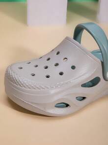 儿童透气舒适柔软套脚凉鞋，双层缓震，防滑，适合室内/室外、沙滩玩耍，轻便EVA经典凉鞋，男女童皆宜 - 灰色 - 查看 8