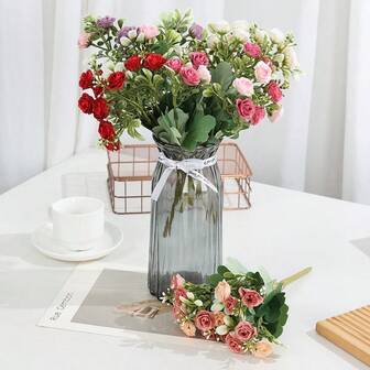 15 Heads Artificial Rose Bouquet, Bridal Bouquet, Ins Style Home Decor Flower Arrangement, Fake Flowers