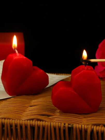 3 pezzi Set di candele a forma di cuore rosso, 1 pezzo Candela profumata, Candela senza fumo, Regalo, Souvenir, Candela decorativa, Decorazione per matrimonio, Decorazione per San Valentino, Candela per atmosfera, Decorazione per la casa