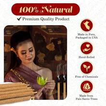 Premium Palo Santo Holy Wood 3 - 4 Inches Size Hand Rolled Incense Sticks From Peru. Great Meditation, Smudging Insenses, Spiritual Cleansing Inscent 10 Sticks Pack - 3-4英寸 - 帕洛桑托 - 查看 4