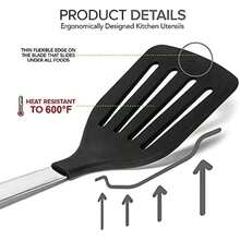 Daily Kitchen - Espátulas de Cocina de Silicona Resistente Calor y Acero Inoxidable - Pinzas y Volteadores con Agarre de Goma - Pinzas de Silicona Flexibles para Cocinar y Utensilios de Cocina(Turners and Tongs 4-Set) - Tipo 1 - Ver 5