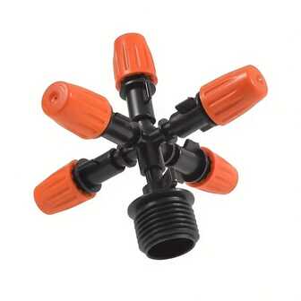 1 pieza, Rociador de jardín de 5 vías, Junta roscada de 1/2" (0.799in/20.3mm), Boquilla de rociado de 5 vías ajustable, Rociador de agua automático para flores de jardín, Riego de jardín, campo y agricultura, Enfriamiento por aspersión
