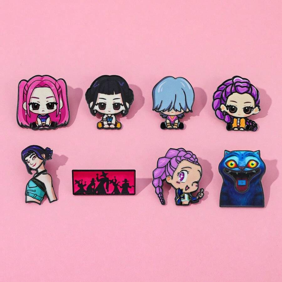 1pc Kpop Cartoon Character Brooch, Cute Clothing & Backpack Pin Accessory, Girls Anime Backpack Decor Badge, Party Gift