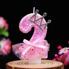 1 Nến sinh nhật kiểu công chúa màu hồng, Nến số đính sequin vương miện thanh lịch - Trang trí bánh đẹp mắt cho tiệc sinh nhật, đám cưới, cầu hôn, kỷ niệm, món quà bất ngờ tuyệt vời dành cho cô ấy - Nhiều màu - Xem 6