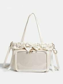 Geantă de mână cu insignă transparentă, stil japonez, la modă, balerină dulce, drăguță, cu panglică de dantelă și fundă, capacitate mare, potrivită pentru femei, cumpărături, naveta, petrecere, convenție anime, cadou de sărbători, geantă de umăr și crossbody - Multicolor - Vizualizare 14