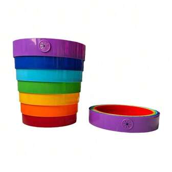 1pc Valentine's Day Creative Rainbow Trash Can, Outdoor Camping Car Portable Collapsible Storage Bin
