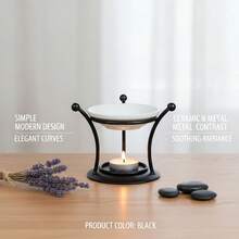 Đế nến tinh dầu sáp đèn tan chảy gốm nến đốt kim loại đen khuếch tán hương liệu trang trí nhà phụ kiện để bàn - màu đen - Xem 5