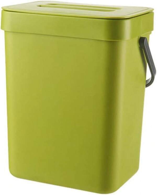 TYTOGE Small Kitchen Compost Bin 3L Kitchen Waste Bin Household Countertop Container With Lid Rubbish Composter (B)