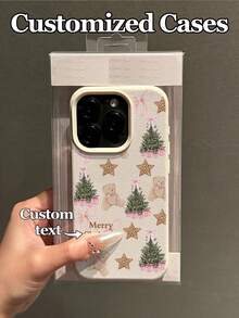 1pc Customizable Christmas Themed Phone Case With Cute Light Brown Bear Design, Compatible With IPhone 17 Pro Max/17 Air/16E/15/14 Plus/13/12/11, S24/20 Ultra/A73/A32/A15/A05S, Note 13 Pro Plus/12C/9S, Made Of TPU Material, Fashionable And Anti-Drop, Adds Holiday Atmosphere, Best Gift For Family And Friends