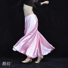 Satin Belly Dance Skirt, Circular Silhouette, Elegant Swaying Long Dress For Dancers - Multicolor - View 11