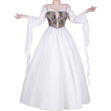 Medieval Renaissance Costume Dress Regency Dresses Women Victorian - XX-large / XXX-large + White - View 4