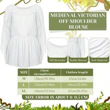4 Pcs Women Renaissance Costume Halloween Medieval Victorian Blouse Tops Long Skirt Cosplay Outfits - 綠色+大號 - 查看 7